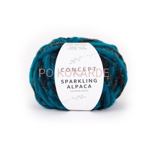 Włóczka Katia Sparkling Alpaca col. 302 (turkusowy, czarny)